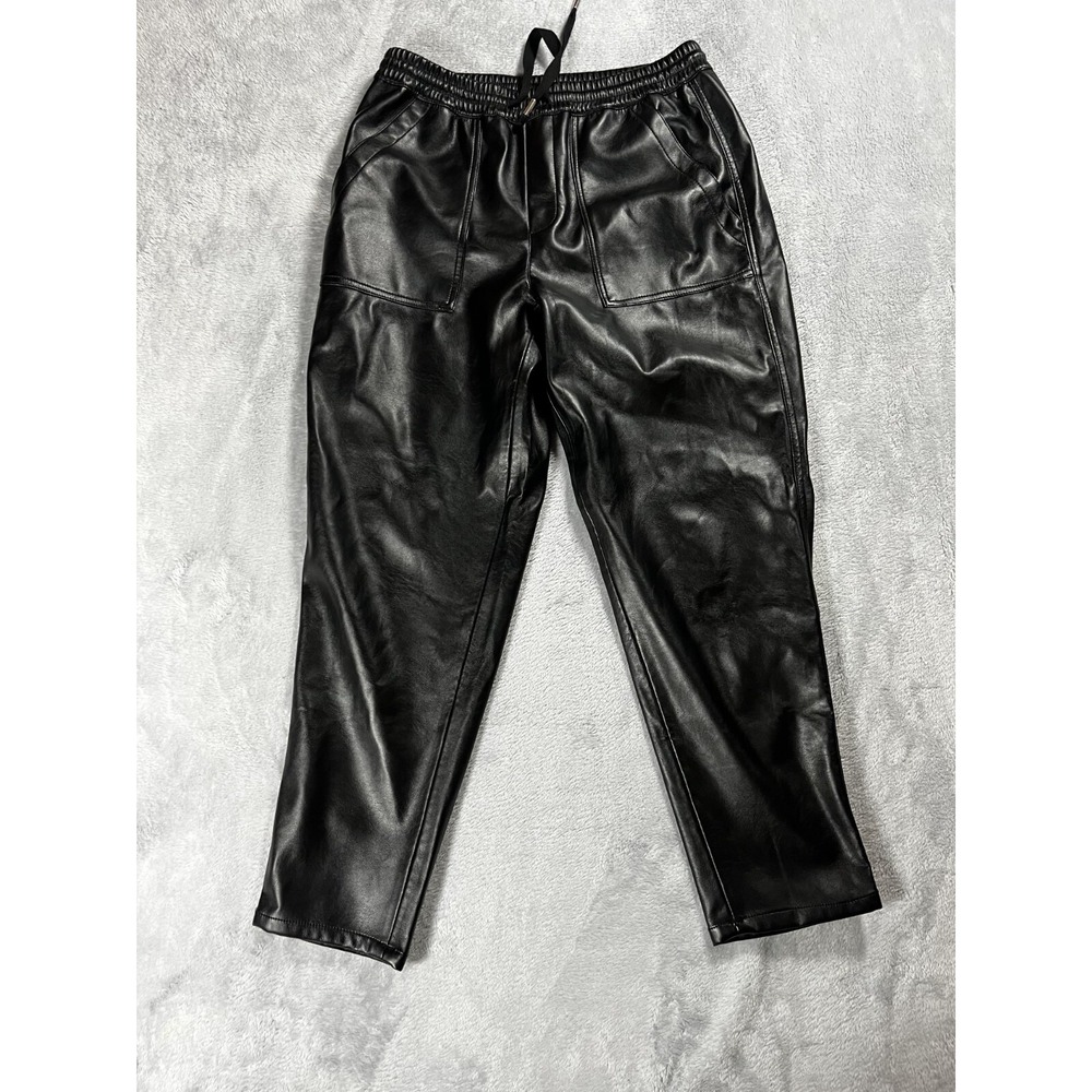 Blank NYC Black  Size 28 No Guidance Vegan Leather Ankle Jogger with Drawstring